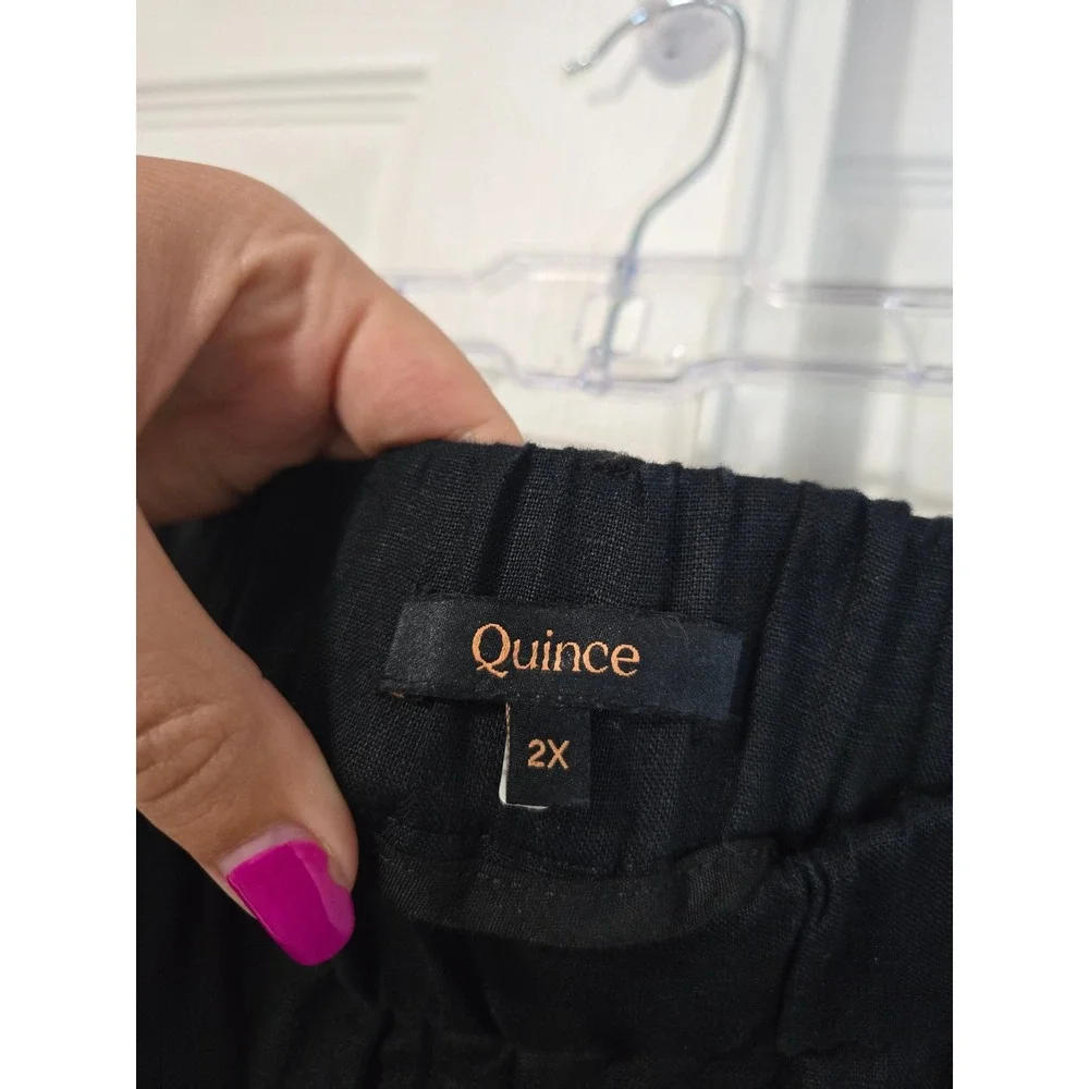 Quince Black 100% Linen Wide Leg Elastic Waist Pants Plus Size 2X Relaxed Fit